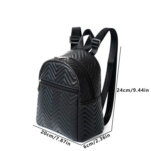 Fashion padded backpack for women, Black. Medium size. - Picture 7 of 8